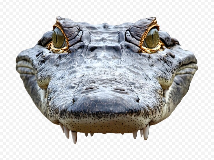 PSD una foto de la cara de un cocodrilo aislada sobre un fondo blanco