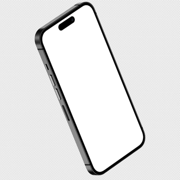Foto da frente do smartphone preto semelhante ao iphone sem fundo Modelo para maquete
