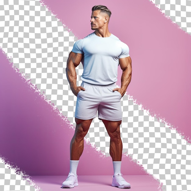 PSD foto de estúdio de um modelo masculino em forma, com um corpo forte, incorporando o conceito de fitness em um fundo transparente