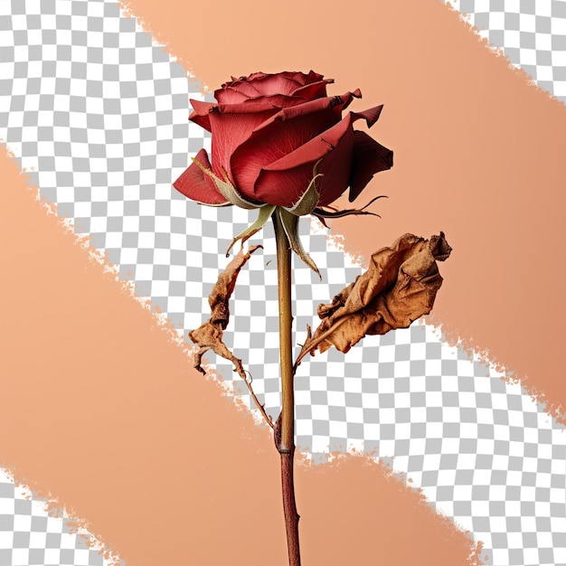 PSD foto de estúdio de uma rosa seca no dia dos namorados
