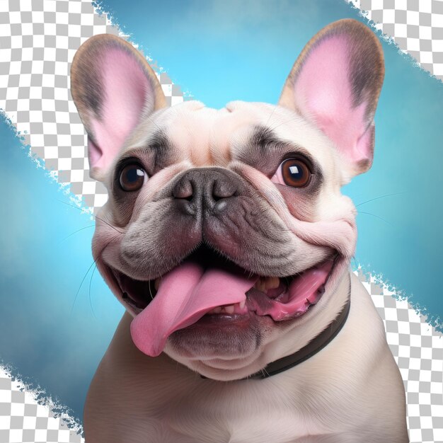 PSD foto de feliz bulldog francês em fundo transparente de estúdio