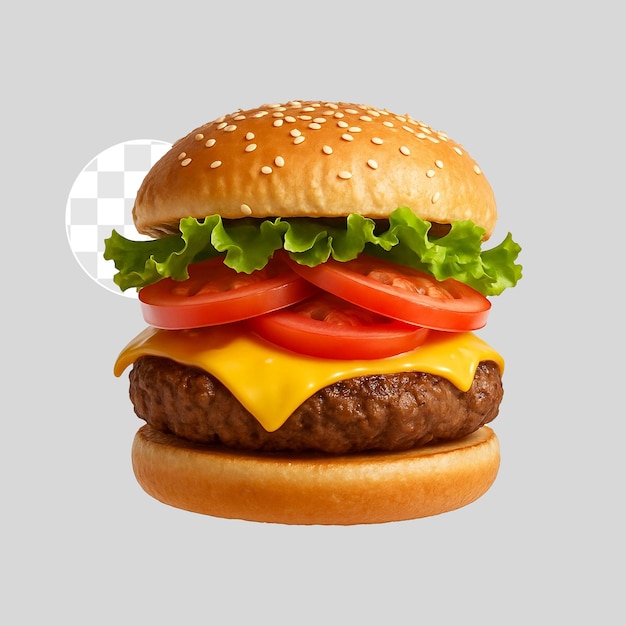 Foto de hambúrguer com fundo transparente olhar realista e apetitoso para anúncios de menus ou desenhos de alimentos