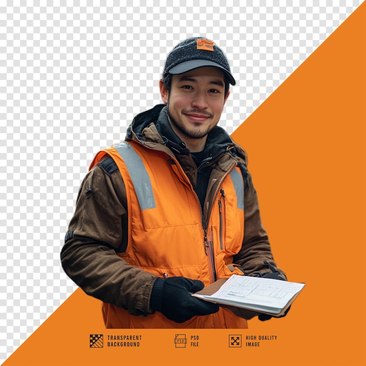 PSD foto de um entregador sem fundo em qualidade hd