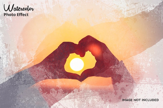 Foto di pennello acquerello di San Valentino Effetto cornice Photoshop Psd
