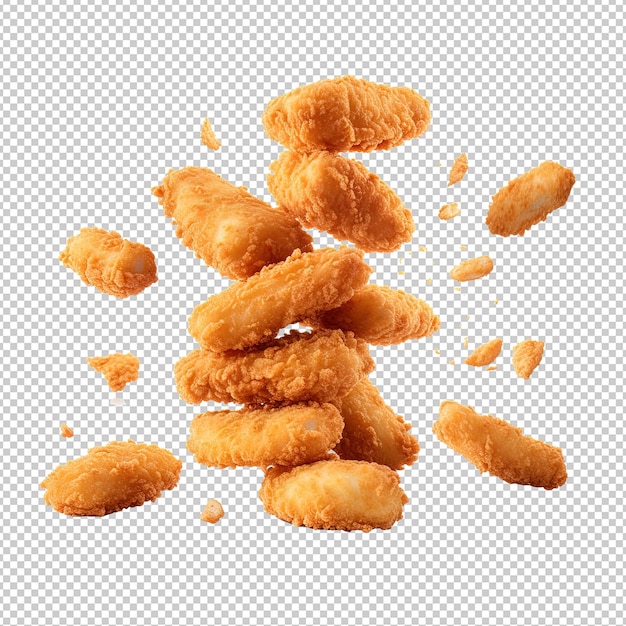 foto di stock nuggets di pollo nell'aria sfondo bianco sfondo semplice
