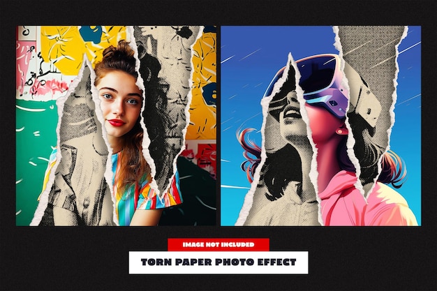Foto-Effekt aus zerrissenem Papier für das Quadrat
