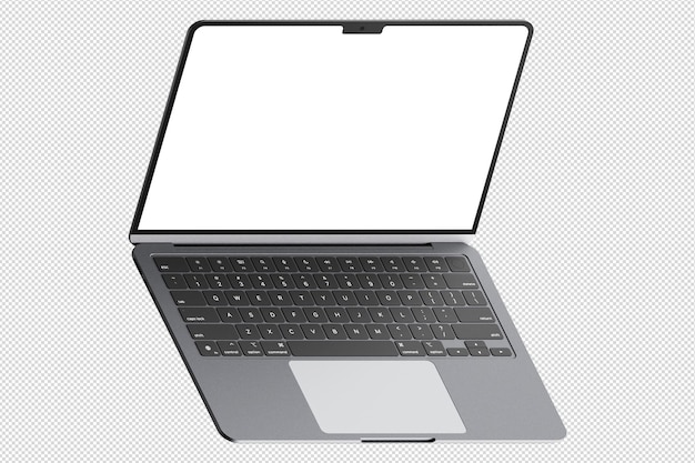 Foto de estilo isométrico de una computadora portátil gris sin fondo
