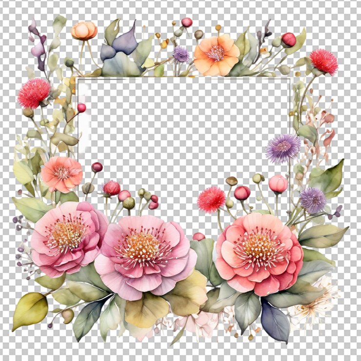 PSD una foto de flores y un marco con una imagen de flores