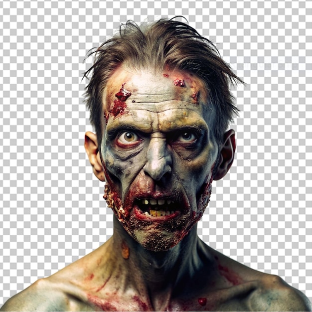 PSD foto grátis de rosto de zumbi zangado