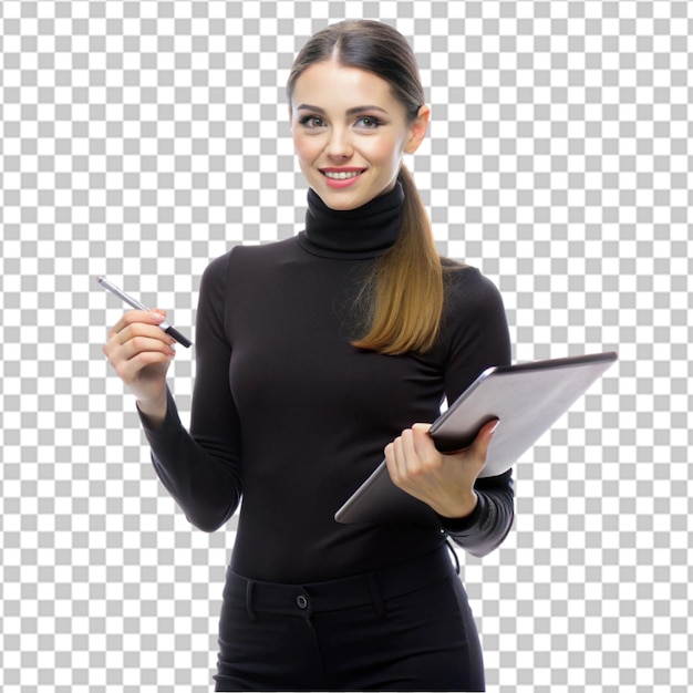 Foto gratuita jovem mulher de negócios bonita com caderno