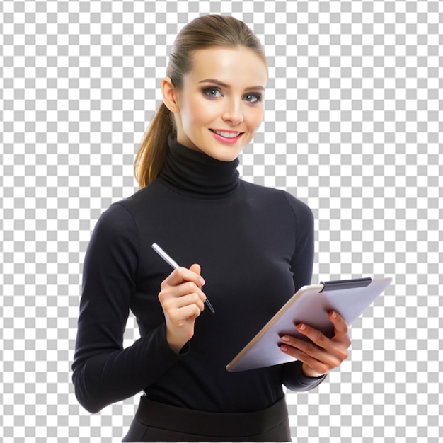 Foto gratuita jovem mulher de negócios bonita com caderno
