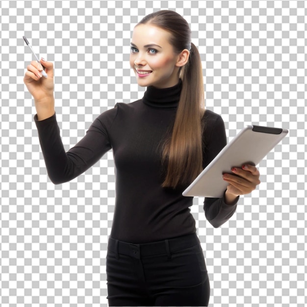 Foto gratuita jovem mulher de negócios bonita com caderno