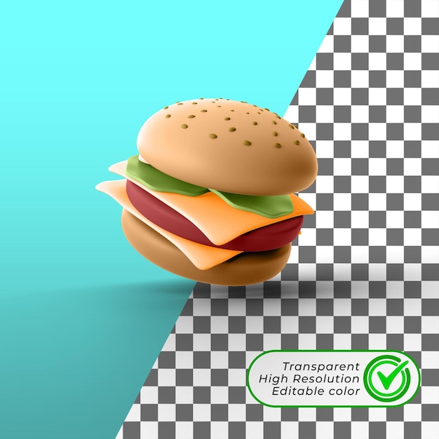 PSD una foto de una hamburguesa con una marca de verificación verde.