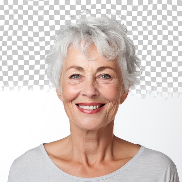 PSD foto de una hermosa y feliz cara de anciana aislada sobre un fondo transparente