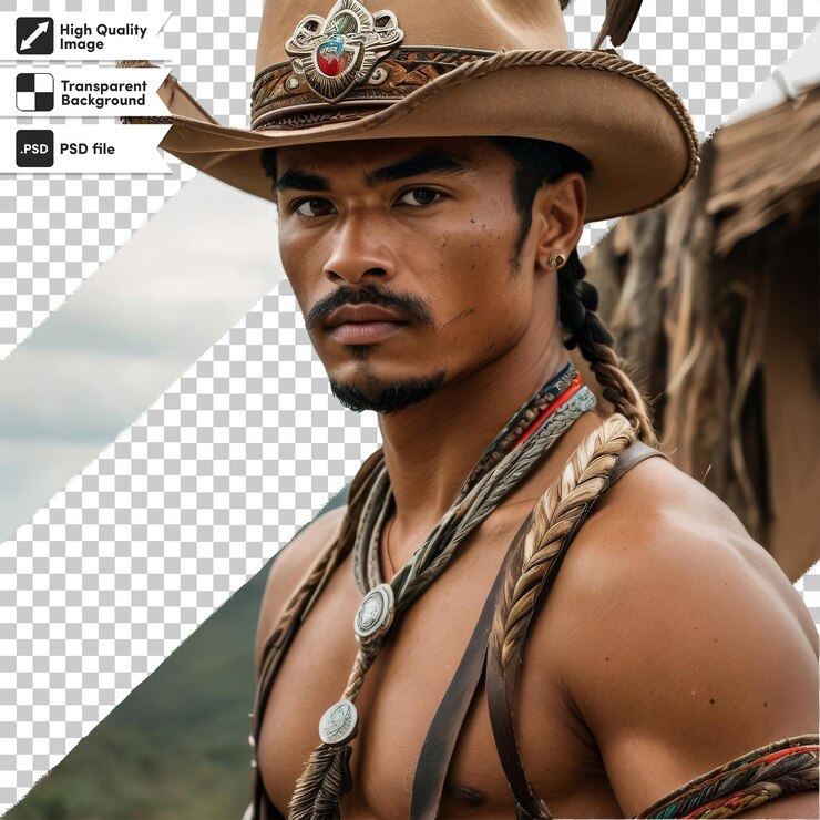 PSD una foto de un hombre con bigote y un sombrero de vaquero