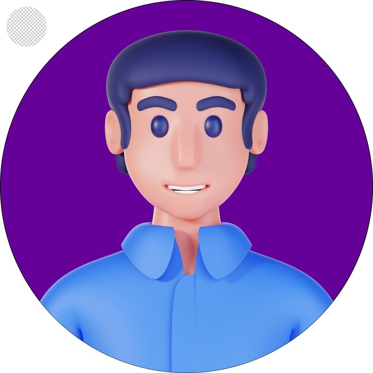 PSD una foto de un hombre con una camisa azul que dice que está sonriendo