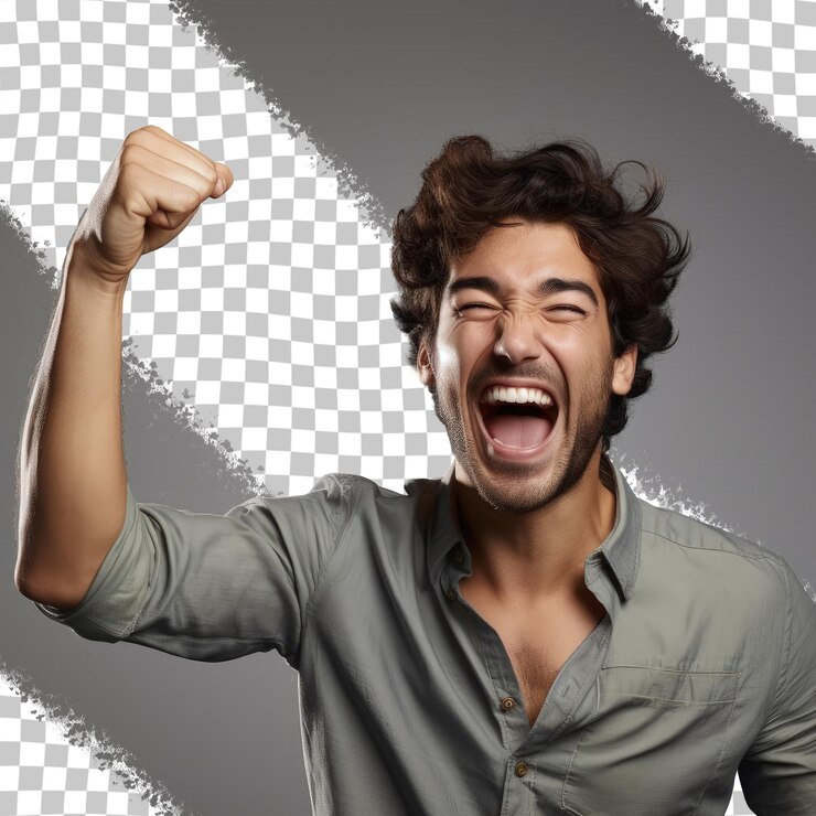 PSD foto de un hombre jubiloso celebrando con un cóctel sobre un fondo transparente