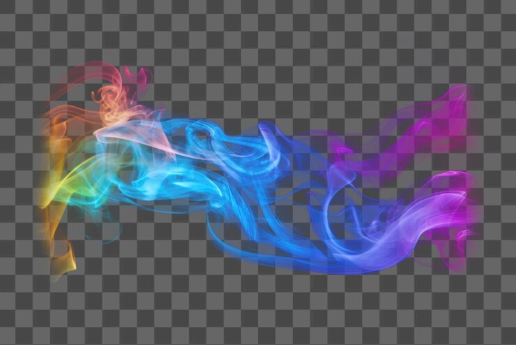 PSD foto de humo arco iris lgbt aislado en fondo negro ar 32