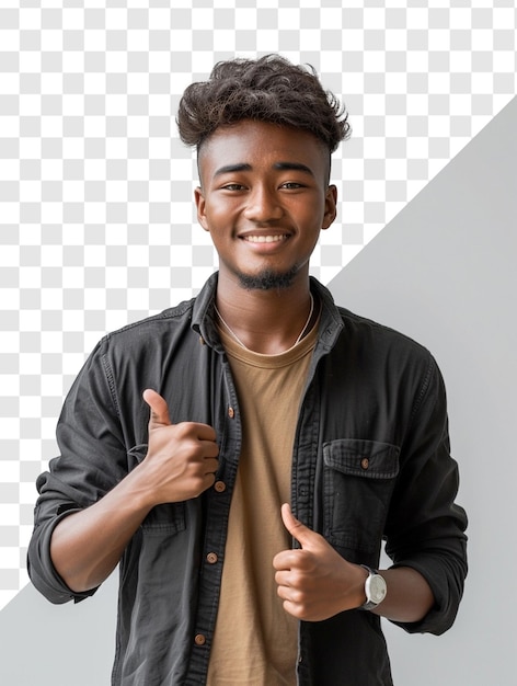 PSD foto de un joven estudiante sonriendo con un fondo transparente