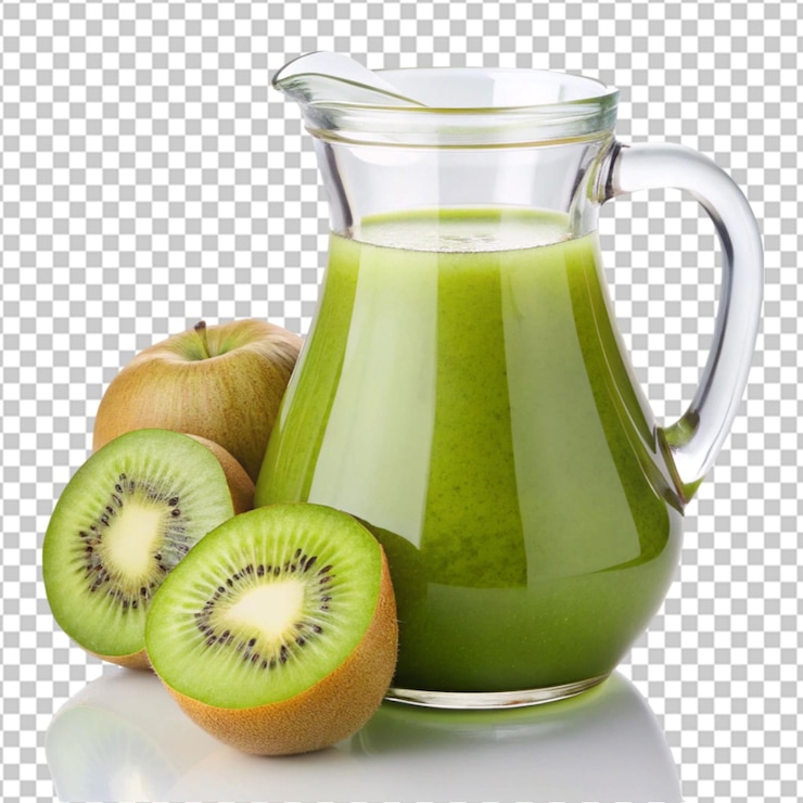 PSD foto de un jugo de kiwi con pedazos de remolacha aislados en un fondo liso