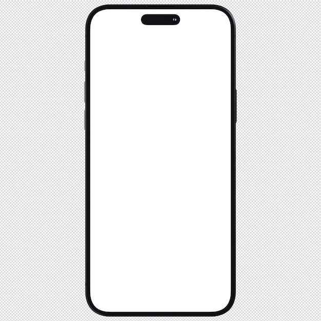 Foto laterale anteriore di uno smartphone nero simile a un iphone senza sfondo
