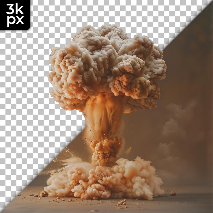 PSD una foto de una nube de una bomba con las letras k - p y p