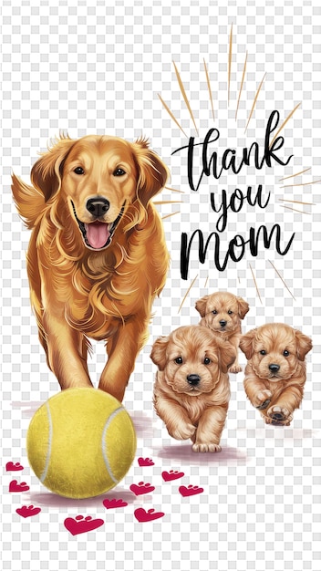 PSD una foto de un perro con una pelota amarilla y las palabras gracias por gracias
