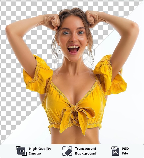 PSD foto premium de la dama extasiada gritar fuerte sí puño arriba levantar ganar lotería aislado color brillante brillo