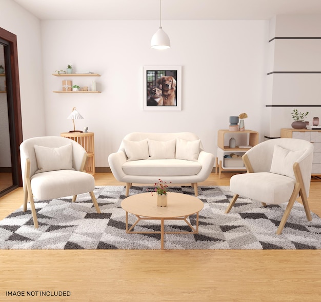 Foto-Rahmen-Mockup im Wohnzimmer