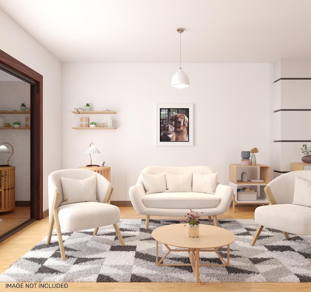Foto-Rahmen-Mockup im Wohnzimmer