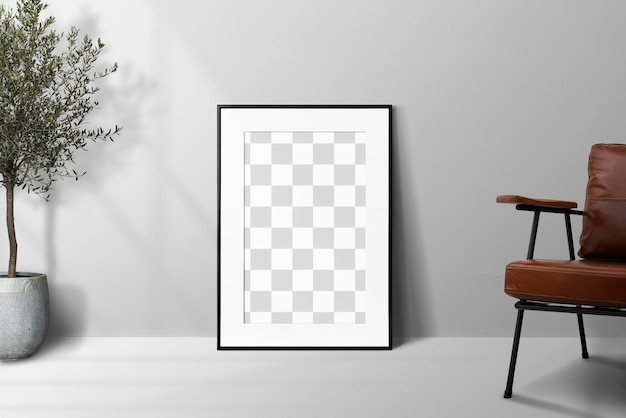 Foto-Rahmen png-Mockup Wohnzimmerdekoration durchsichtiges Design