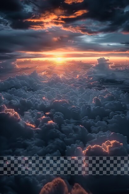 PSD foto realista del cielo desde una nube de avión sobre un fondo transparente