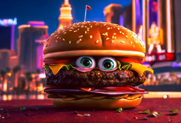 PSD foto realista de una hamburguesa con un pequeño g_nero ai_photo_x4