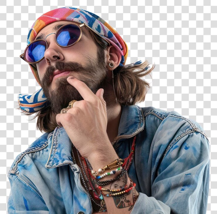 PSD foto de retrato de las gafas de sol hippies de png