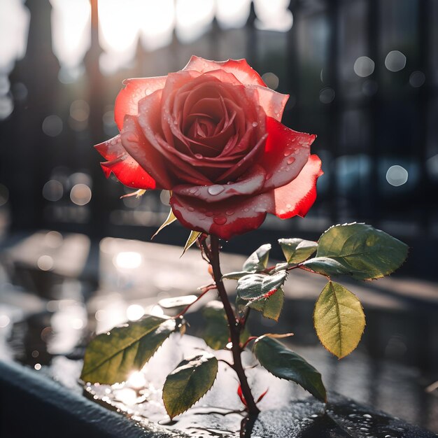 PSD una foto de una rosa por la tarde.