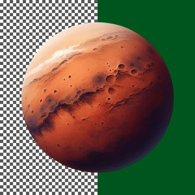 PSD foto de la superficie del planeta marte de alta calidad para papel tapiz en fondo transparente png psd