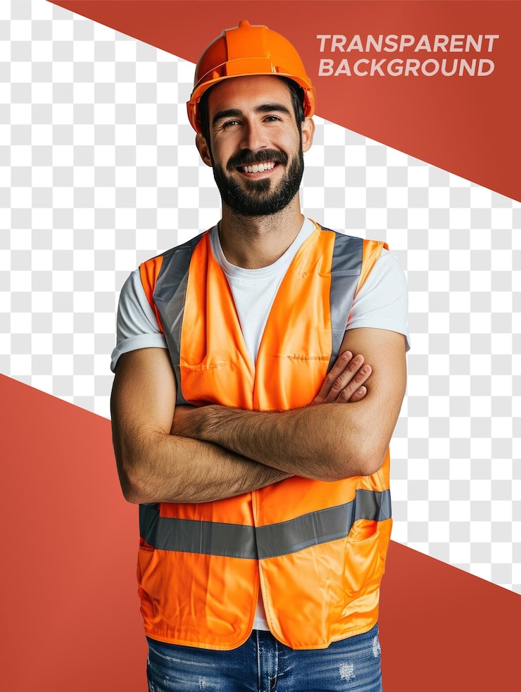 PSD foto transparente de un trabajador manual