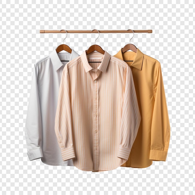 PSD una foto de tres camisas colgando