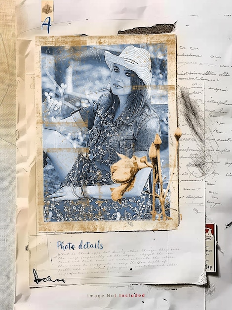 Foto vieja con papel marrón rasgado Mockup de efecto fotográfico