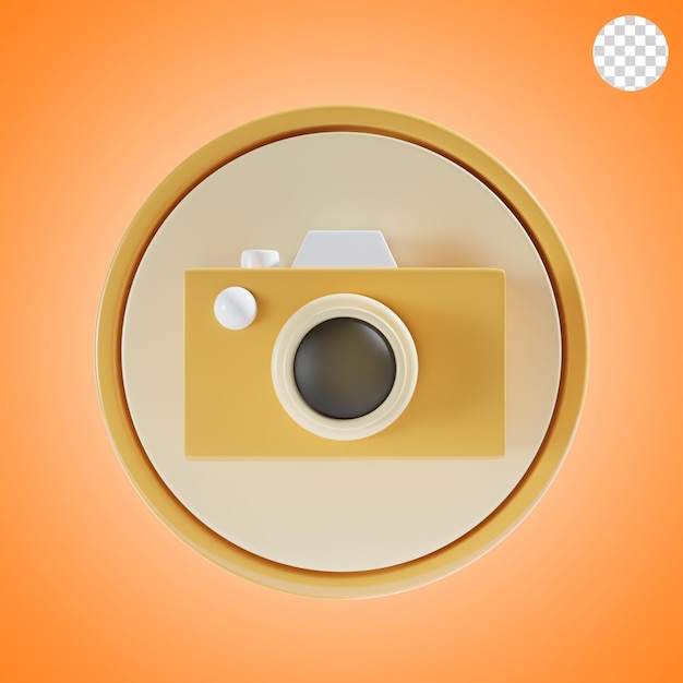 fotocamera con sfondo rotondo icona 3D