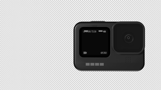 Fotocamera d'azione 3D con schermo vuoto PNG