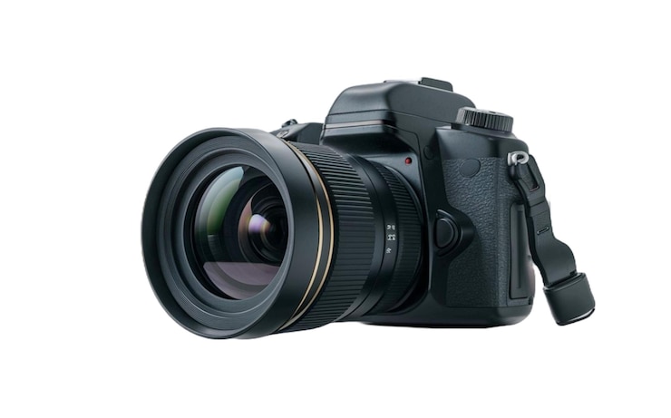 PSD fotocamera digitale isolata su sfondo trasparente