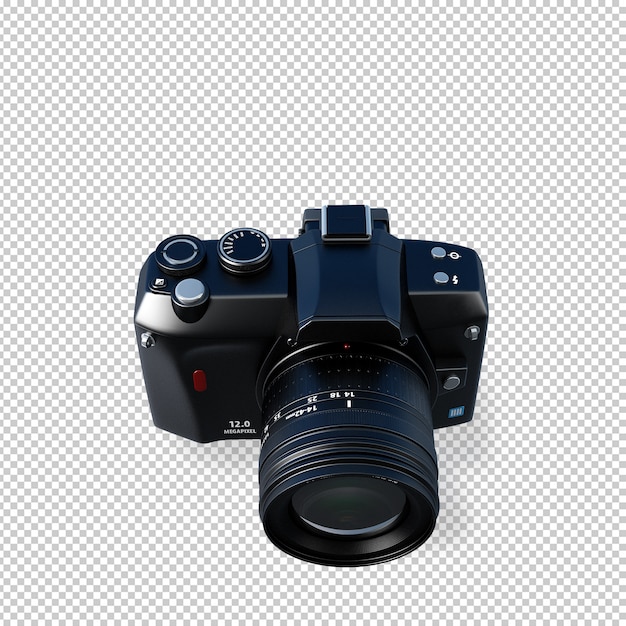 Fotocâmera isométrica em renderização em 3d