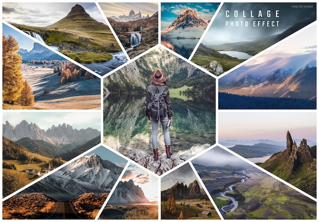 PSD fotocollage hexagon rahmeneffekt mockup