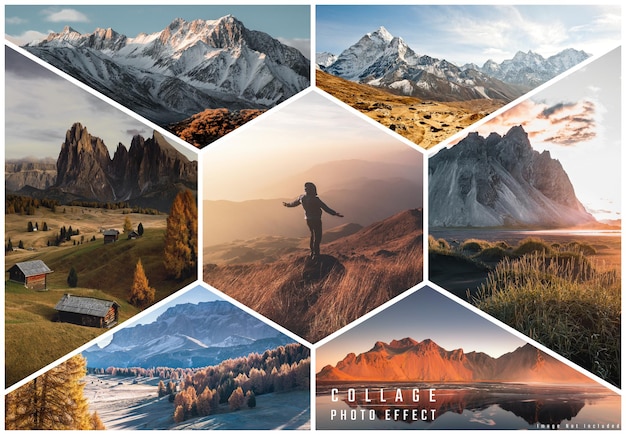 Fotocollage-Sechseck-Effekt Mockup