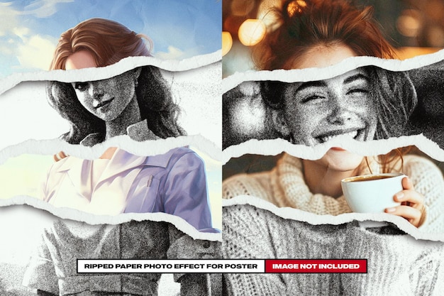 Fotoeffekt aus zerrissenem Papier für Poster