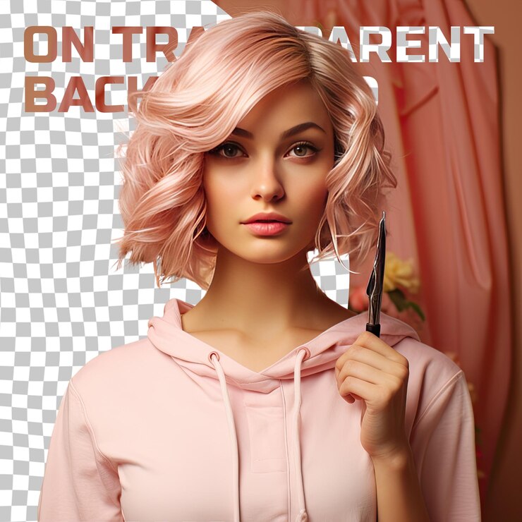 PSD fotogene blondine aus dem nahen osten jugendliche posen pastell pfirsich delights