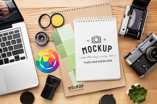 Fotografen-Workshop mit Mock-up-Notizbuch
