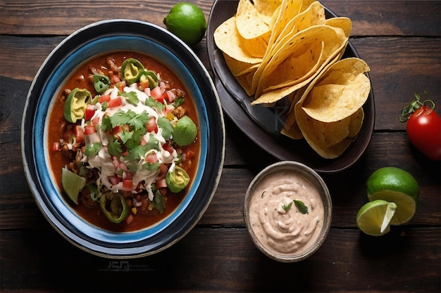 Fotografia aérea de pratos mexicanos saborosos