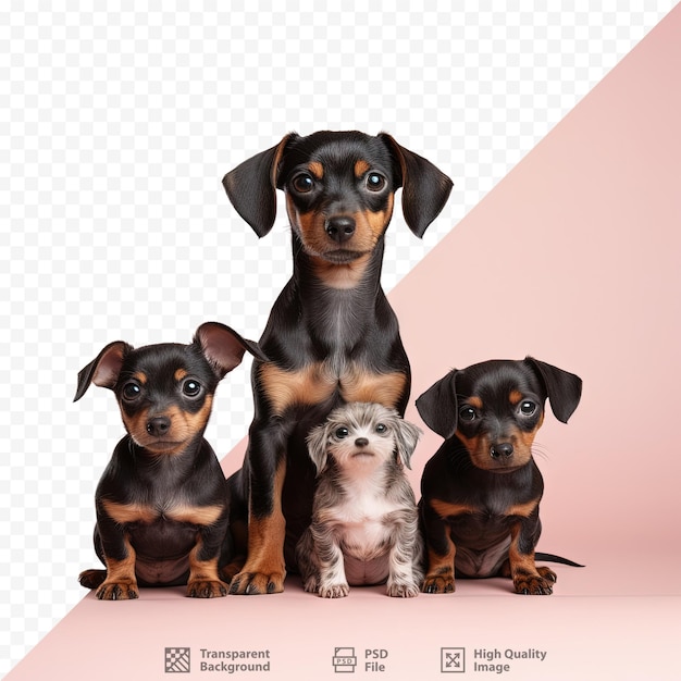 PSD fotografia de estúdio de um cachorrinho de beagle e pinschers em miniatura em frente a um fundo transparente